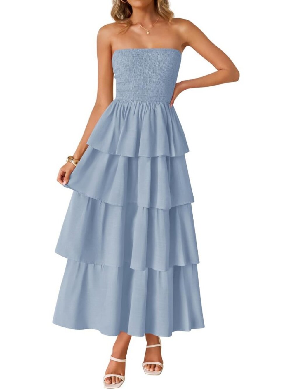 Boho Strapless Maxi Dress for Women - Summer Vibes, Flowy & Chic Style